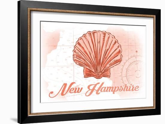 New Hampshire - Scallop Shell - Coral - Coastal Icon-Lantern Press-Framed Art Print