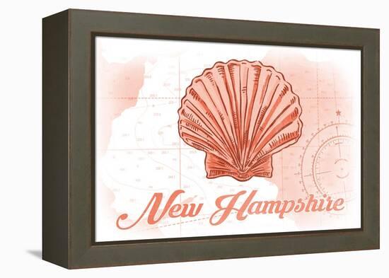 New Hampshire - Scallop Shell - Coral - Coastal Icon-Lantern Press-Framed Stretched Canvas