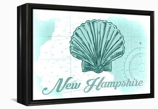 New Hampshire - Scallop Shell - Teal - Coastal Icon-Lantern Press-Framed Stretched Canvas