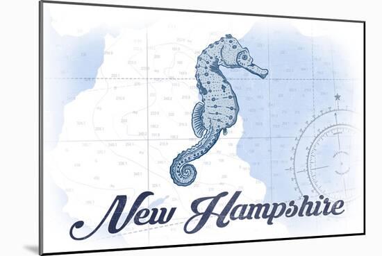 New Hampshire - Seahorse - Blue - Coastal Icon-Lantern Press-Mounted Art Print