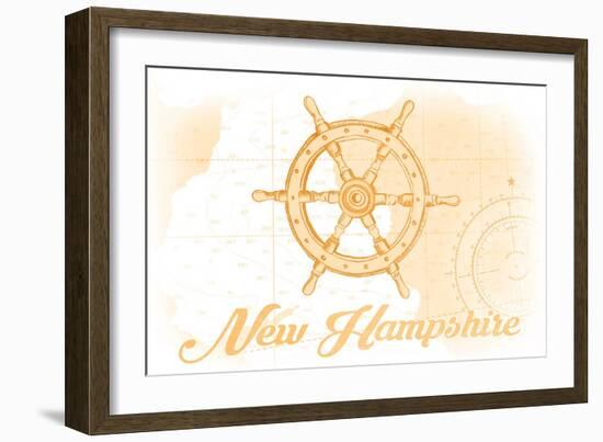 New Hampshire - Ship Wheel - Yellow - Coastal Icon-Lantern Press-Framed Premium Giclee Print