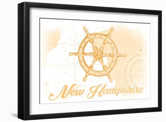 New Hampshire - Ship Wheel - Yellow - Coastal Icon-Lantern Press-Framed Premium Giclee Print