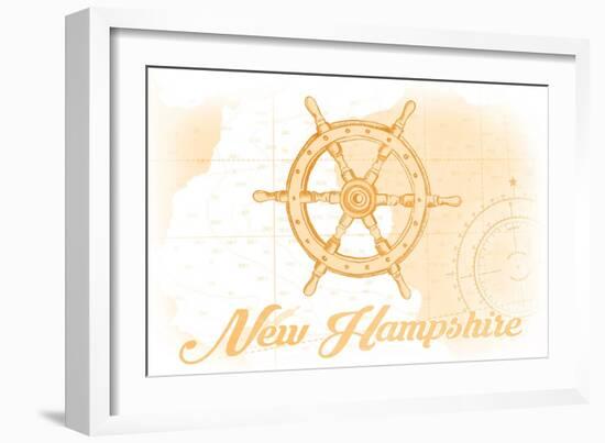 New Hampshire - Ship Wheel - Yellow - Coastal Icon-Lantern Press-Framed Premium Giclee Print