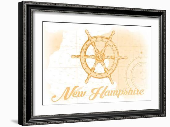 New Hampshire - Ship Wheel - Yellow - Coastal Icon-Lantern Press-Framed Premium Giclee Print