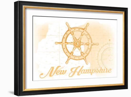 New Hampshire - Ship Wheel - Yellow - Coastal Icon-Lantern Press-Framed Premium Giclee Print