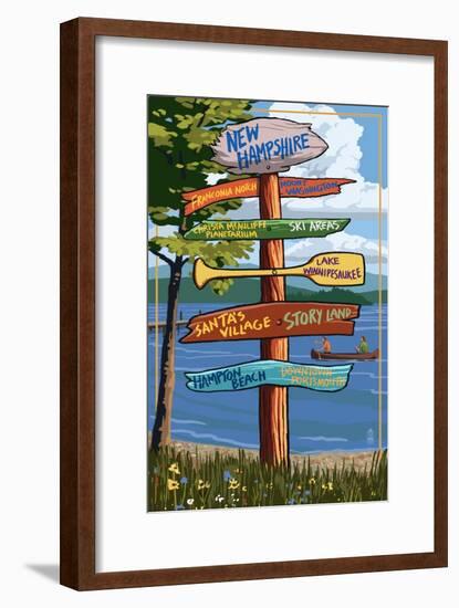 New Hampshire - Sign Destinations-Lantern Press-Framed Art Print