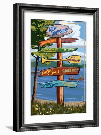 New Hampshire - Sign Destinations-Lantern Press-Framed Art Print