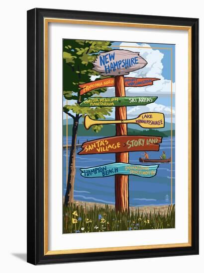 New Hampshire - Sign Destinations-Lantern Press-Framed Art Print