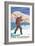 New Hampshire - Skier Carrying Skis-Lantern Press-Framed Art Print