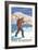 New Hampshire - Skier Carrying Skis-Lantern Press-Framed Art Print