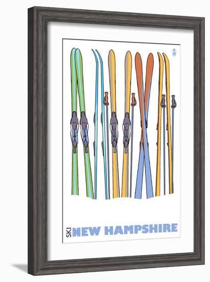 New Hampshire, Skis in the Snow-Lantern Press-Framed Art Print