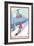 New Hampshire - Snowboarder and Tram-Lantern Press-Framed Premium Giclee Print