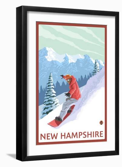 New Hampshire - Snowboarder Scene-Lantern Press-Framed Art Print