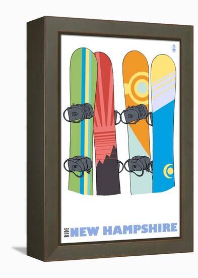 New Hampshire, Snowboards in the Snow-Lantern Press-Framed Stretched Canvas