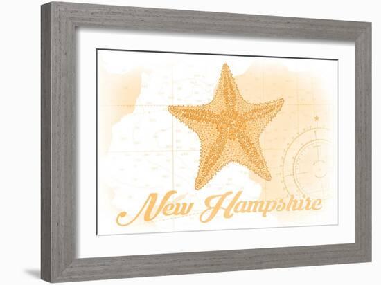 New Hampshire - Starfish - Yellow - Coastal Icon-Lantern Press-Framed Art Print