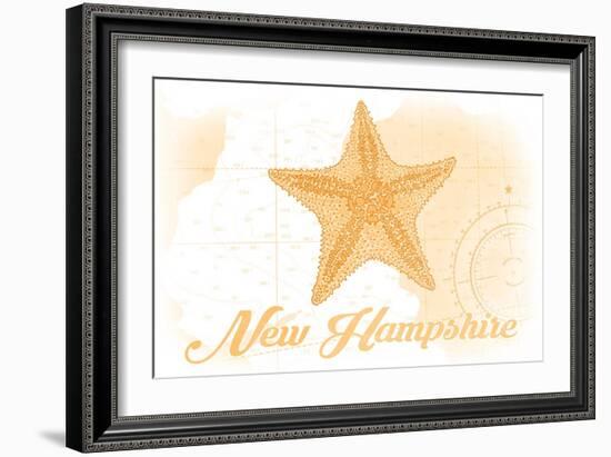 New Hampshire - Starfish - Yellow - Coastal Icon-Lantern Press-Framed Art Print