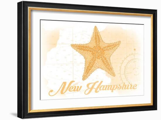 New Hampshire - Starfish - Yellow - Coastal Icon-Lantern Press-Framed Art Print