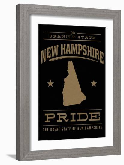 New Hampshire State Pride - Gold on Black-Lantern Press-Framed Art Print