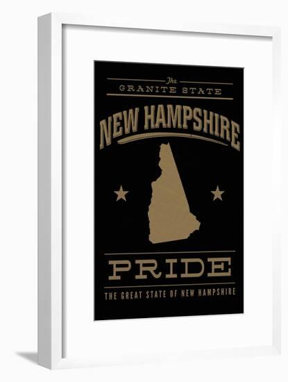 New Hampshire State Pride - Gold on Black-Lantern Press-Framed Art Print