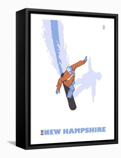 New Hampshire, Stylized Snowboarder-Lantern Press-Framed Stretched Canvas