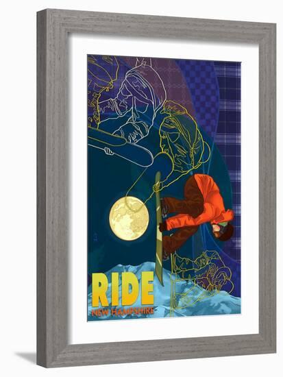 New Hampshire - Timelapse Snowboarder-Lantern Press-Framed Art Print