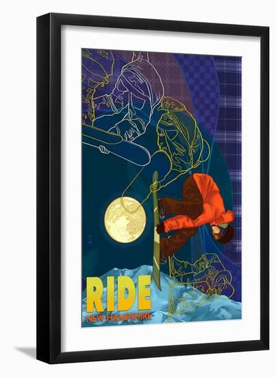 New Hampshire - Timelapse Snowboarder-Lantern Press-Framed Art Print