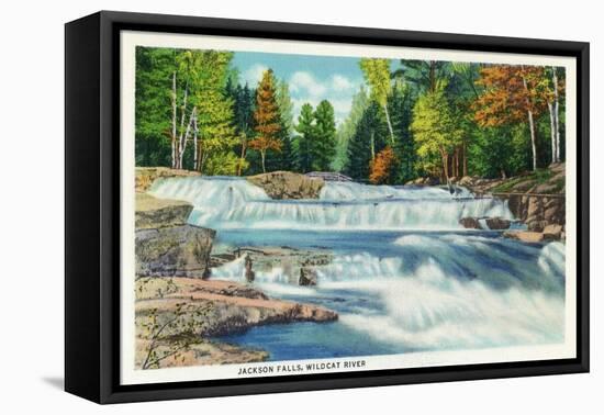 New Hampshire - View of the Wild Cat River and Jackson Falls-Lantern Press-Framed Stretched Canvas