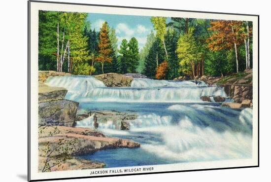 New Hampshire - View of the Wild Cat River and Jackson Falls-Lantern Press-Mounted Art Print