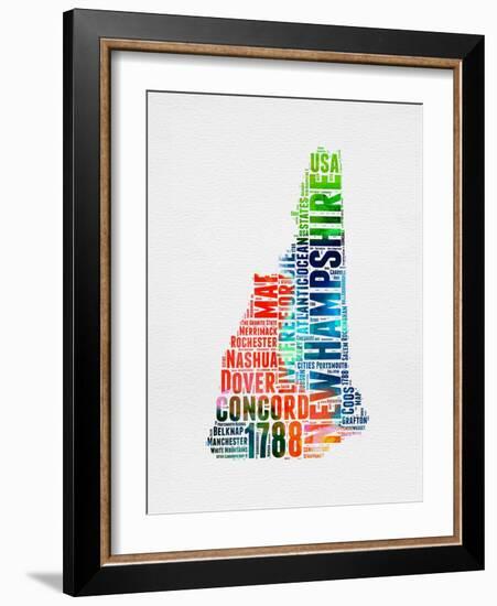New Hampshire Watercolor Word Cloud-NaxArt-Framed Art Print