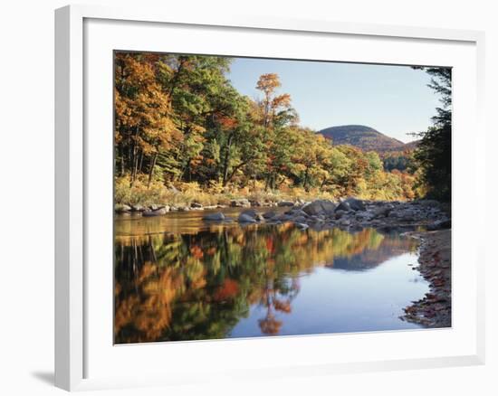 New Hampshire, White Mts Nf, Sugar Maple Reflect in the Swift River-Christopher Talbot Frank-Framed Photographic Print