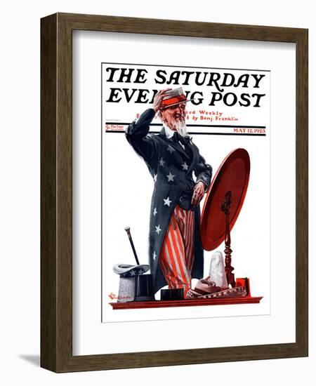 "New Hat for Uncle Sam," Saturday Evening Post Cover, May 12, 1923-Elbert Mcgran Jackson-Framed Giclee Print