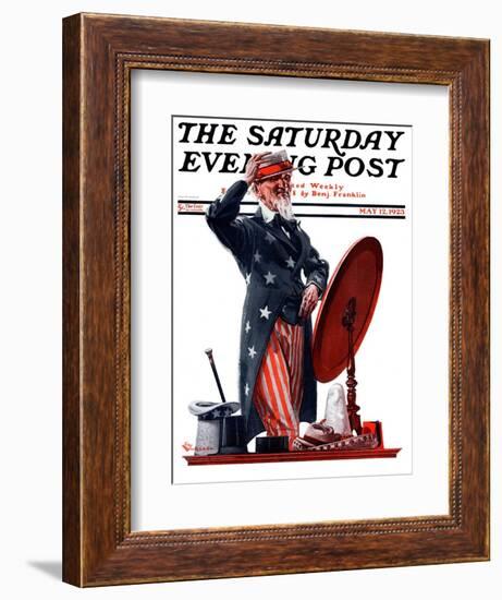 "New Hat for Uncle Sam," Saturday Evening Post Cover, May 12, 1923-Elbert Mcgran Jackson-Framed Giclee Print