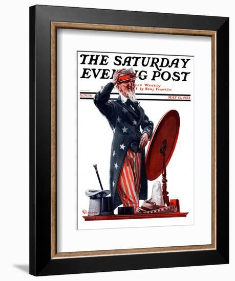 "New Hat for Uncle Sam," Saturday Evening Post Cover, May 12, 1923-Elbert Mcgran Jackson-Framed Giclee Print