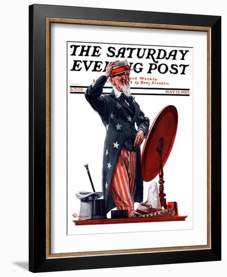 "New Hat for Uncle Sam," Saturday Evening Post Cover, May 12, 1923-Elbert Mcgran Jackson-Framed Giclee Print