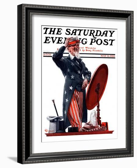 "New Hat for Uncle Sam," Saturday Evening Post Cover, May 12, 1923-Elbert Mcgran Jackson-Framed Giclee Print