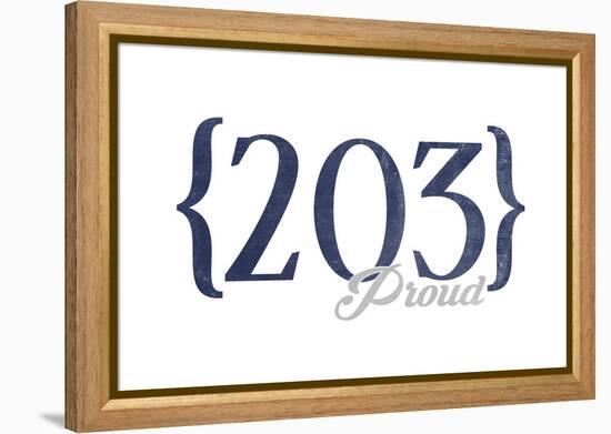 New Haven, Connecticut - 203 Area Code (Blue)-Lantern Press-Framed Stretched Canvas