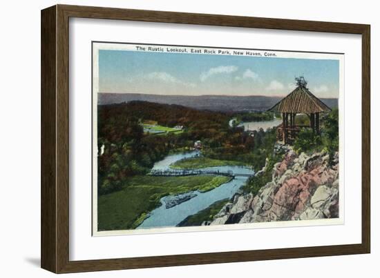 New Haven, Connecticut, A Rustic View from East Rock Park-Lantern Press-Framed Art Print