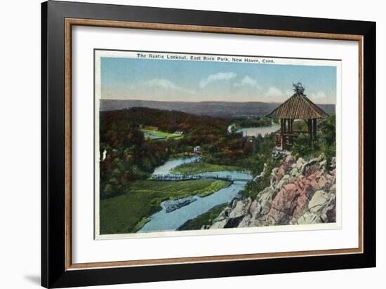 New Haven, Connecticut, A Rustic View from East Rock Park-Lantern Press-Framed Art Print