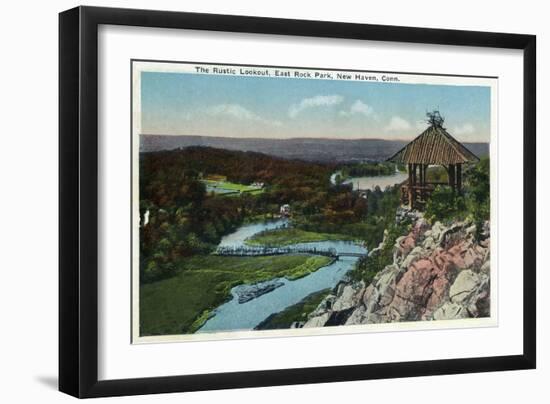 New Haven, Connecticut, A Rustic View from East Rock Park-Lantern Press-Framed Art Print