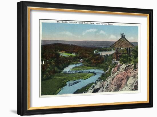 New Haven, Connecticut, A Rustic View from East Rock Park-Lantern Press-Framed Art Print