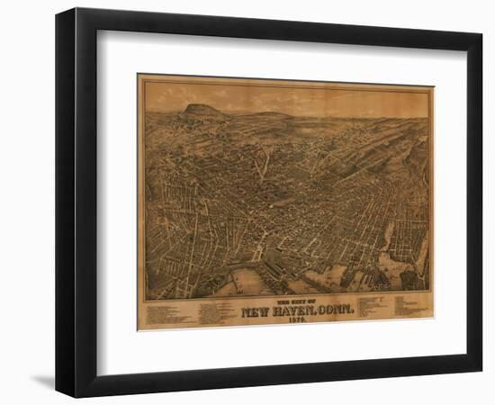 New Haven, Connecticut - Panoramic Map-Lantern Press-Framed Art Print