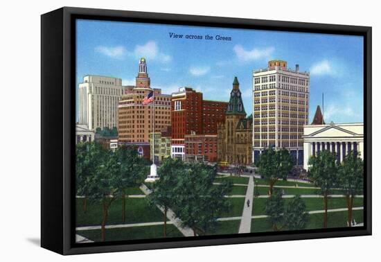 New Haven, Connecticut - View from across the Green-Lantern Press-Framed Stretched Canvas