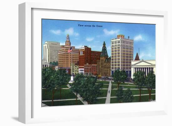 New Haven, Connecticut - View from across the Green-Lantern Press-Framed Art Print