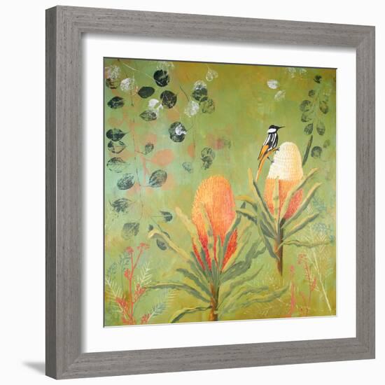 New Holland Honeyeater upon the Victoria-Trudy Rice-Framed Art Print