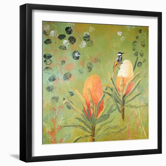 New Holland Honeyeater upon the Victoria-Trudy Rice-Framed Art Print