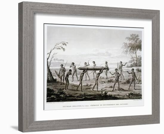 New Holland, Port Jackson: Burial Ceremony of the Aborigines Book Illustration-null-Framed Giclee Print