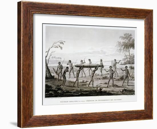 New Holland, Port Jackson: Burial Ceremony of the Aborigines Book Illustration-null-Framed Giclee Print