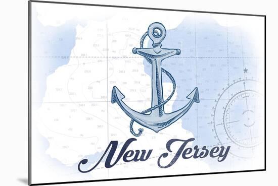 New Jersey - Anchor - Blue - Coastal Icon-Lantern Press-Mounted Art Print