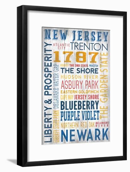 New Jersey - Barnwood Typography-Lantern Press-Framed Art Print