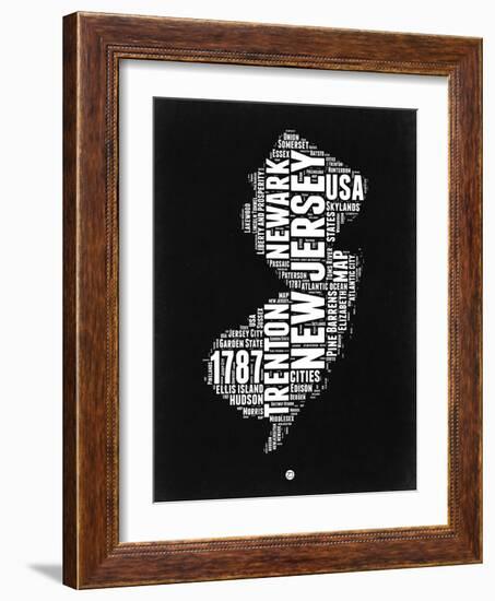 New Jersey Black and White Map-NaxArt-Framed Art Print